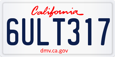 CA license plate 6ULT317
