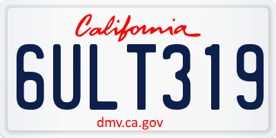 CA license plate 6ULT319
