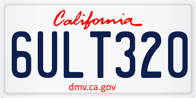 CA license plate 6ULT320