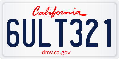 CA license plate 6ULT321