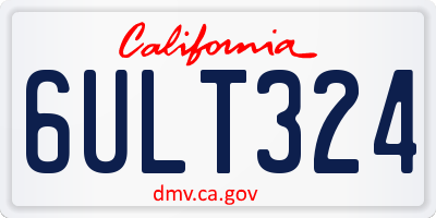 CA license plate 6ULT324