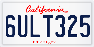 CA license plate 6ULT325