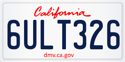 CA license plate 6ULT326