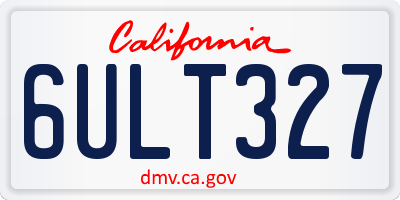 CA license plate 6ULT327