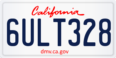 CA license plate 6ULT328