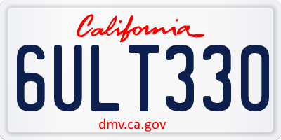 CA license plate 6ULT330