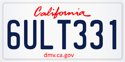 CA license plate 6ULT331