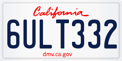 CA license plate 6ULT332
