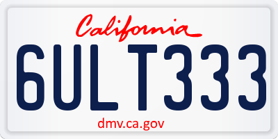 CA license plate 6ULT333