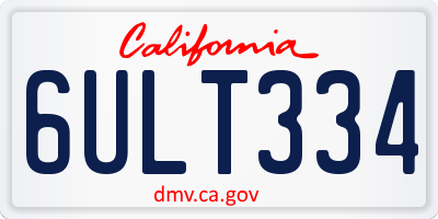 CA license plate 6ULT334