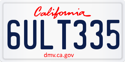 CA license plate 6ULT335