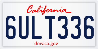 CA license plate 6ULT336