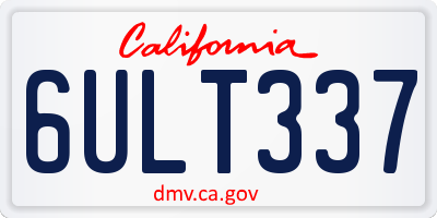 CA license plate 6ULT337