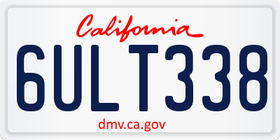 CA license plate 6ULT338