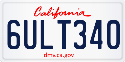 CA license plate 6ULT340