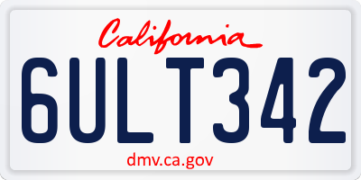 CA license plate 6ULT342