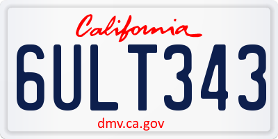 CA license plate 6ULT343