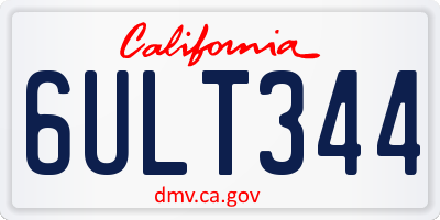 CA license plate 6ULT344