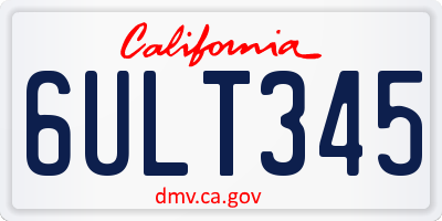 CA license plate 6ULT345