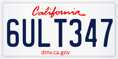CA license plate 6ULT347