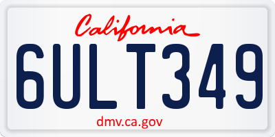 CA license plate 6ULT349