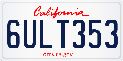 CA license plate 6ULT353