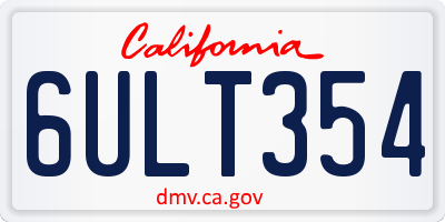 CA license plate 6ULT354