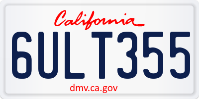 CA license plate 6ULT355
