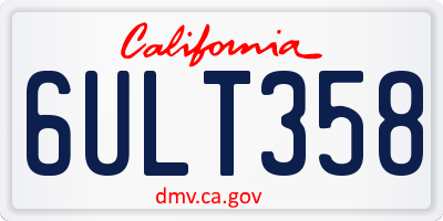 CA license plate 6ULT358