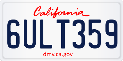 CA license plate 6ULT359