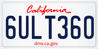 CA license plate 6ULT360