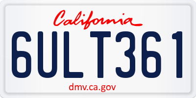 CA license plate 6ULT361