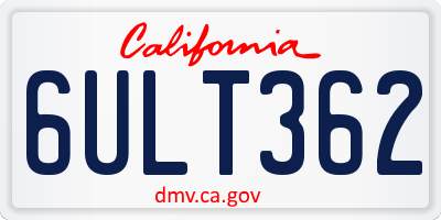 CA license plate 6ULT362