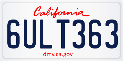 CA license plate 6ULT363