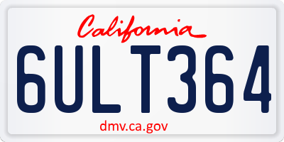 CA license plate 6ULT364