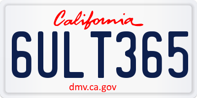 CA license plate 6ULT365