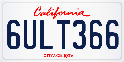 CA license plate 6ULT366