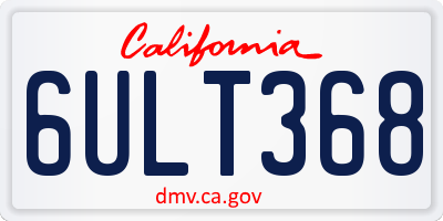 CA license plate 6ULT368