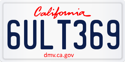 CA license plate 6ULT369