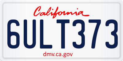 CA license plate 6ULT373