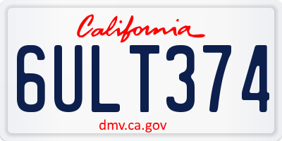 CA license plate 6ULT374