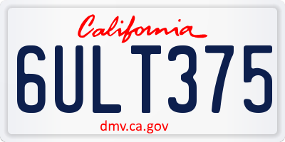 CA license plate 6ULT375