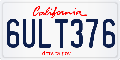 CA license plate 6ULT376