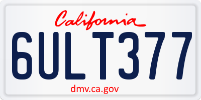 CA license plate 6ULT377