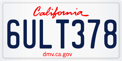 CA license plate 6ULT378