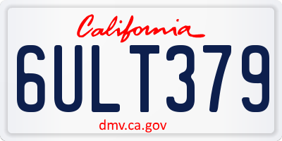 CA license plate 6ULT379