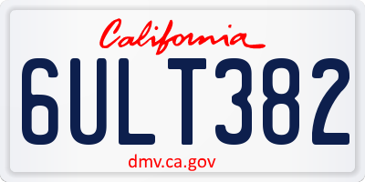 CA license plate 6ULT382