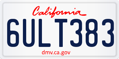 CA license plate 6ULT383