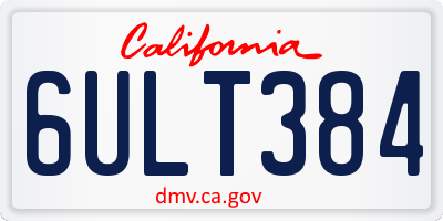 CA license plate 6ULT384