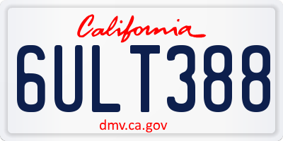 CA license plate 6ULT388